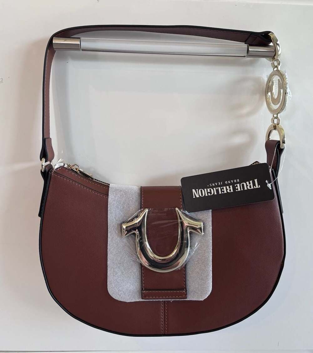True Religion Horseshoe Strap Crescent Hobo Brown Shoulder Bag